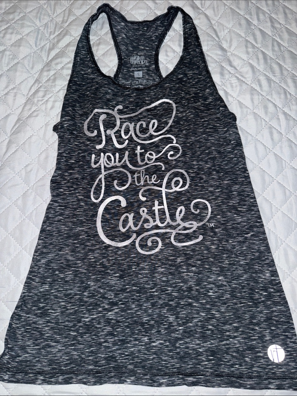 Raw Threads Race You to the Castle Grey Racerback Tank Top